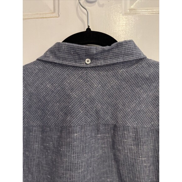 BIG & TALL Billy Reid Button Up Shirt XXL Cotton/Linen Slim Fit Grey Stripe GUC - Picture 12 of 13